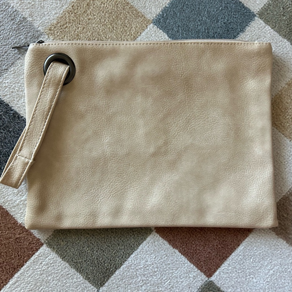 Beige Clutch with Wrist Strap